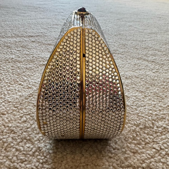 VINTAGE Judith Leiber Gold and Crystal Clutch with Mirror - Picture 6 of 13